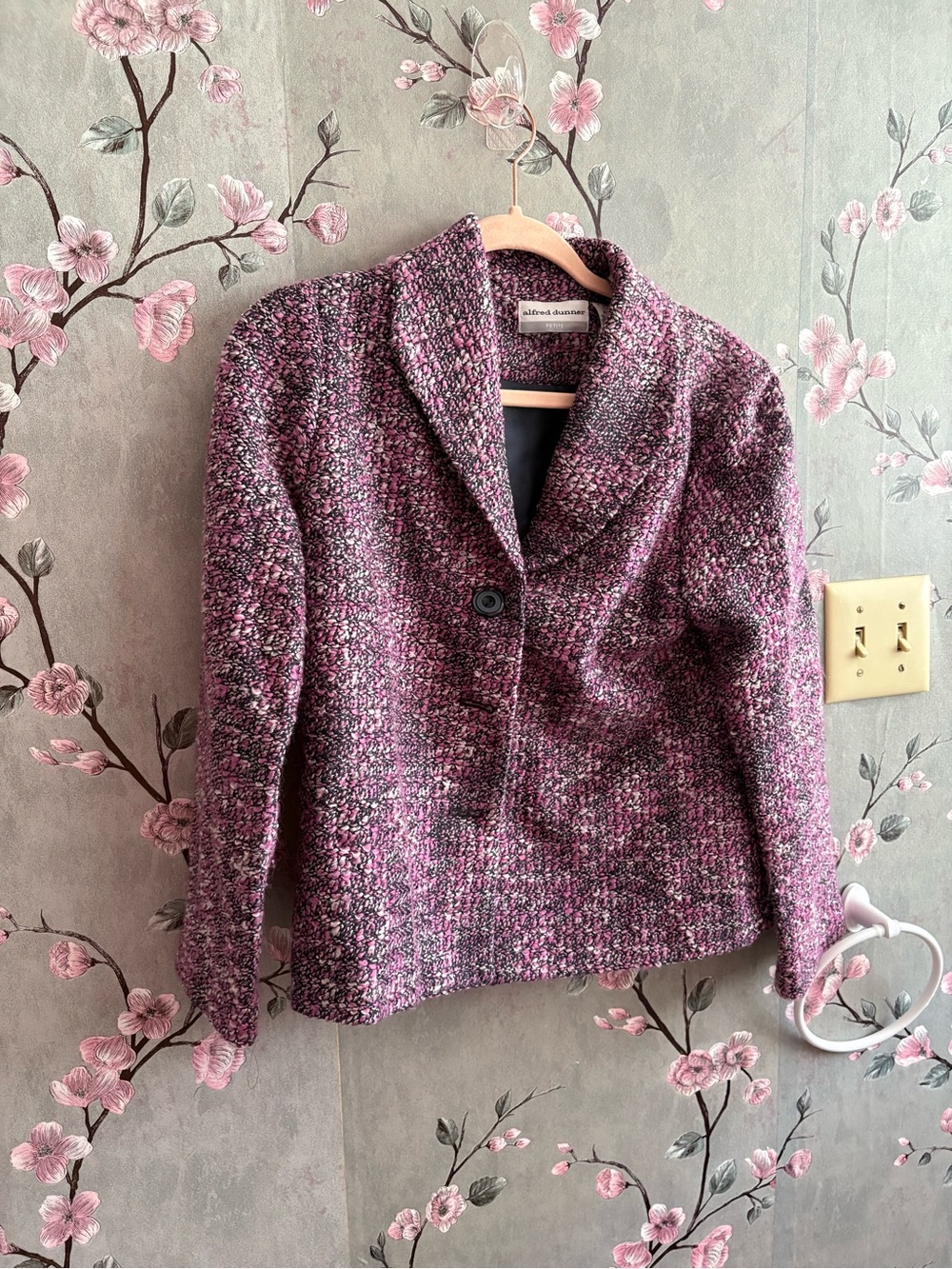 Alfred Dunner Pink Multi Bouclé Blazer